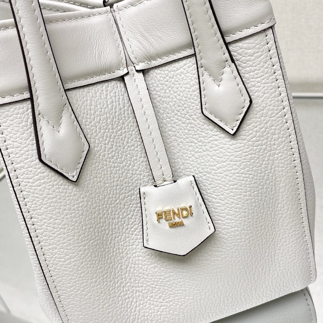 Fendi Mini Origami Leather Transformable Shoulder Bag White